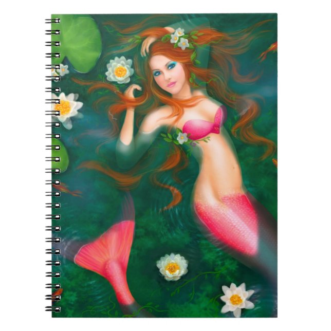 Beautiful Fantasy mermaid in water Spiral Notebook (Front)