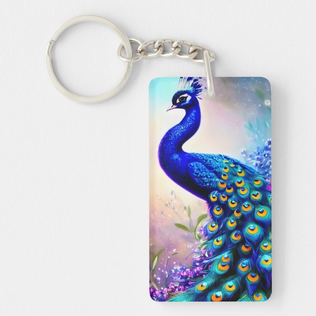 Beautiful Fantasy Peacock  Key Ring (Front)