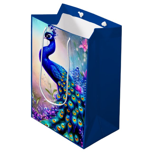 Beautiful Fantasy Peacock  Medium Gift Bag (Front Angled)