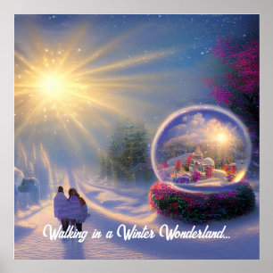 Beautiful Fantasy Snow Globe Holiday Poster
