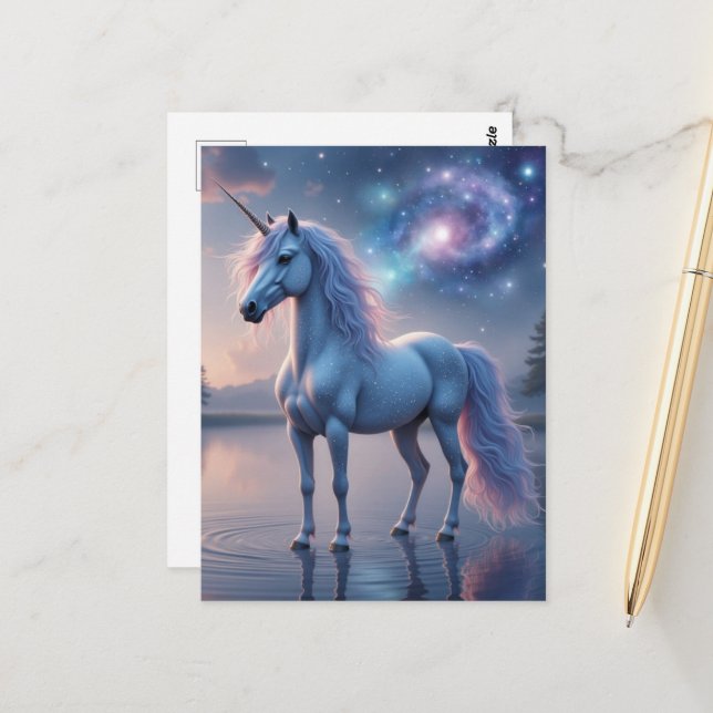Beautiful Fantasy Unicorn Postcard (Front/Back In Situ)
