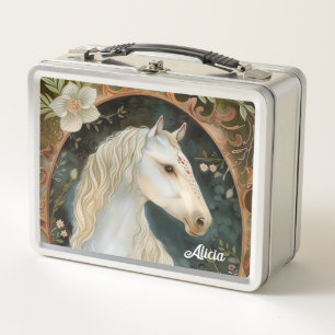 Beautiful Fantasy White Horse Metal Lunch Box