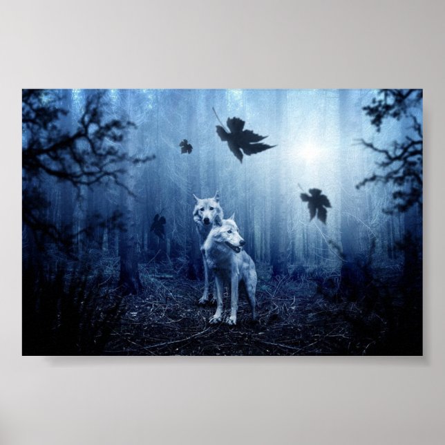 Beautiful Fantasy Wolf Wall Art (Front)