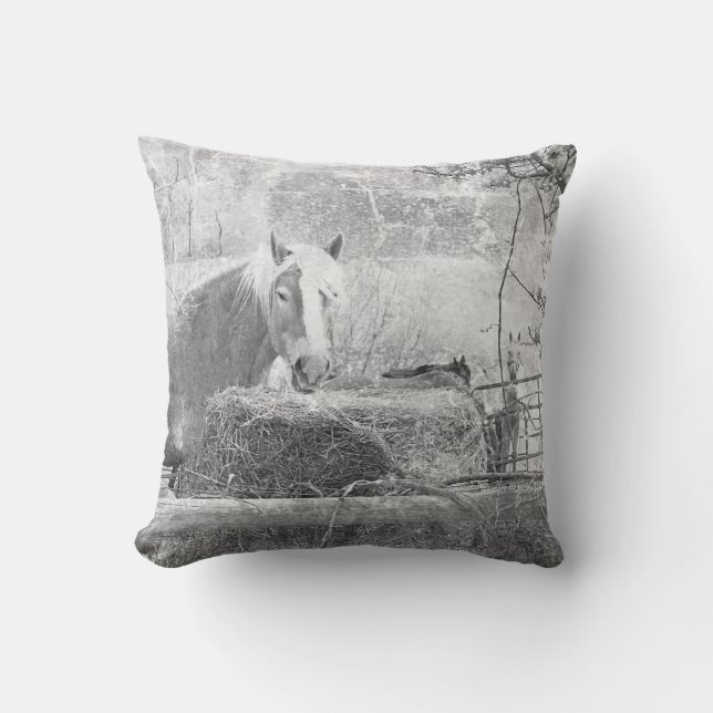 Beautiful Farm Horses Cushion (Front)