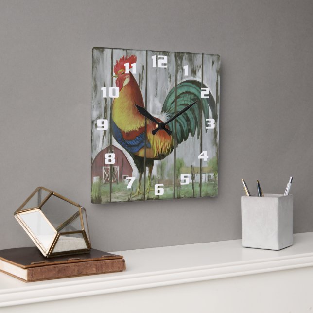 Beautiful Farm house Country Rooster Wall Clock (Office)