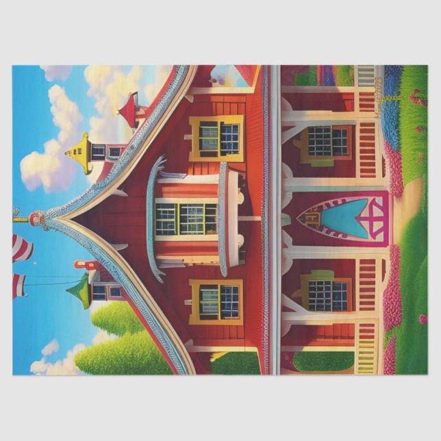 Beautiful Farmhouse Countryside Decoupage Tissue Paper (Front)