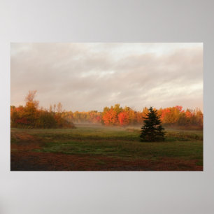 Beautiful Farmland Misty Morning Serenity Poster