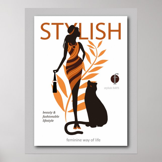 Beautiful fashion african girl  big cat Panther Poster (Front)