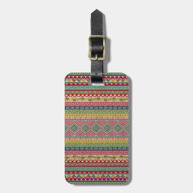 Beautiful fashionable colourful Aztec pattern Luggage Tag (Front Vertical)