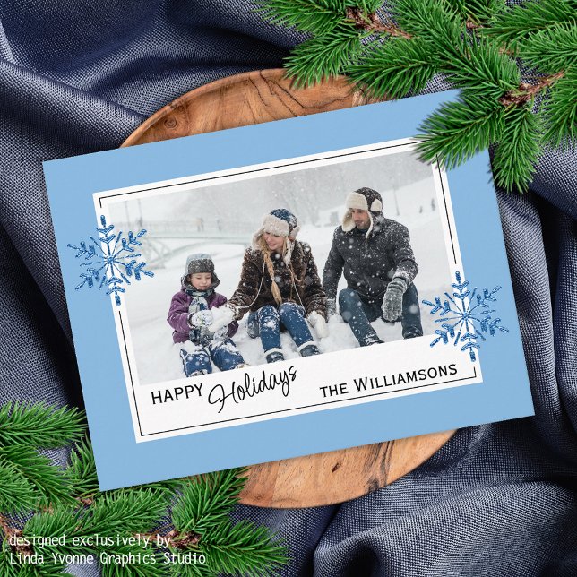 Beautiful Faux Glitter Snowflakes On Light Blue Postcard (Creator Uploaded)