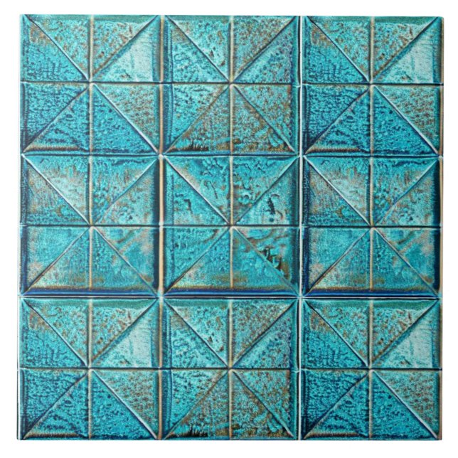 Beautiful faux-metallic teal aesthetic artsy  tile (Front)