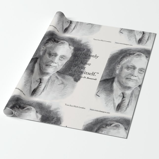 Beautiful FDR Portrait & "Fear Itself" Quote  Wrapping Paper (Unrolled)