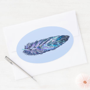 Beautiful Feather Oval Sticker