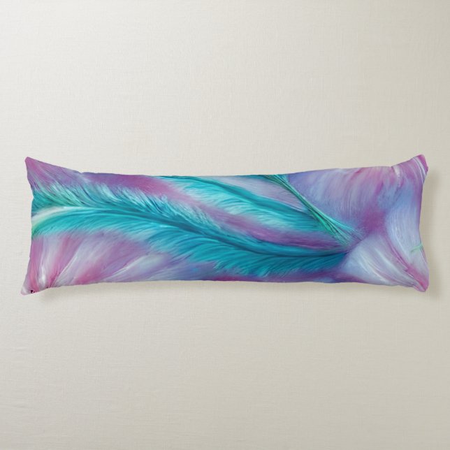 Beautiful Feathers and Flowers Pattern Body Cushion (Front)