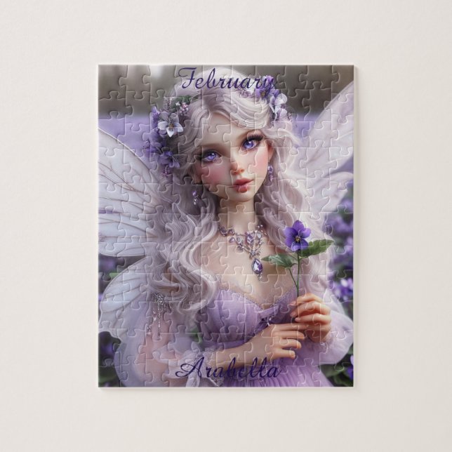 Beautiful February Fairy in Violets Jigsaw Puzzle (Vertical)