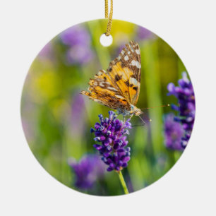 Beautiful Feeding Butterfly Christmas Ornament