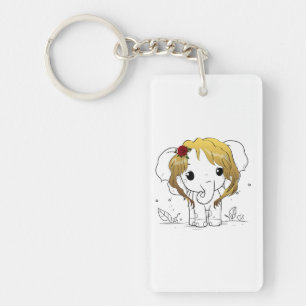Beautiful female baby elephant with yellow hair key ring