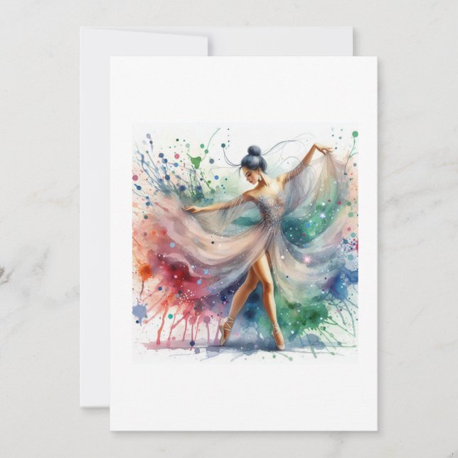beautiful female dancer art painting  invitation (Front)