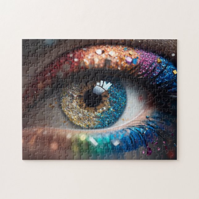 beautiful female eye with make-up jigsaw puzzle (Horizontal)
