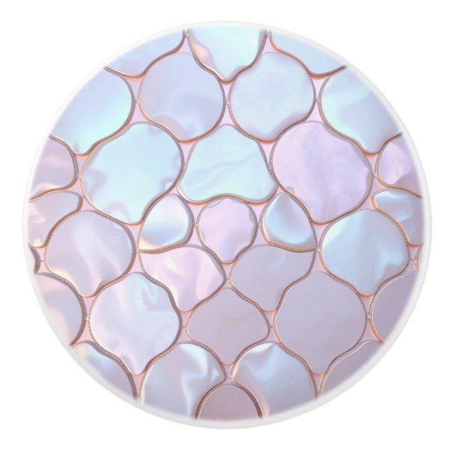 Beautiful feminine mother of pearl inspired ceramic knob (Front)