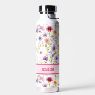 Beautiful Feminine Pink Spring Flowers Girly Water Bottle