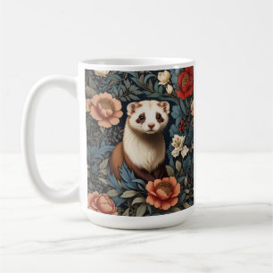 Beautiful Ferret William Morris Inspired Coffee Mug