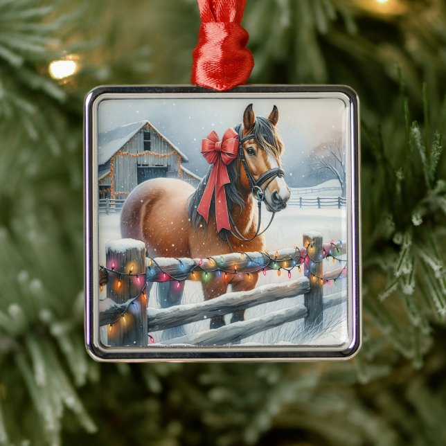 Beautiful Festive Horse Christmas Metal Tree Decoration (Tree)