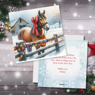 Beautiful Festive Horse Personalised Christmas Holiday Card