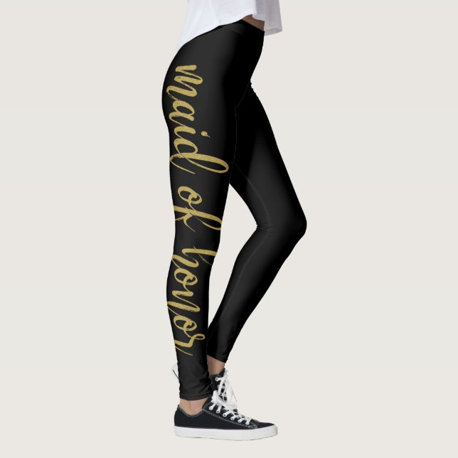 Beautiful Festive Script Glitter Maid of Honour Leggings (Right)