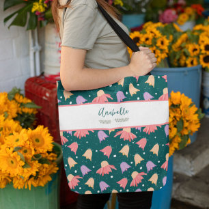 Beautiful Field Flowers with Name Tote Bag
