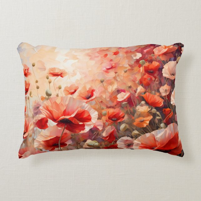 Beautiful Field of Poppy Designer  Decorative Cushion (Front)