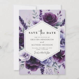 Beautiful Field Purple Floral Wedding Save The Date