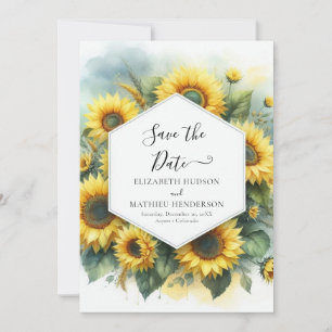 Beautiful Field Sunflower Wedding Save The Date