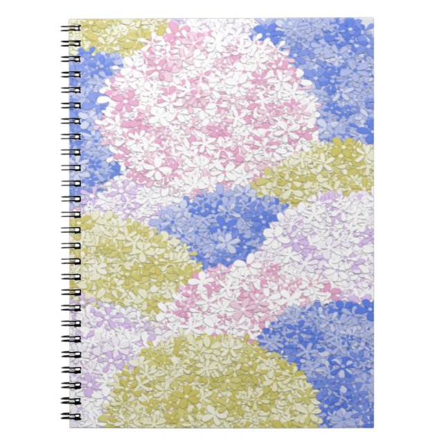 Beautiful Fields Of Hydrangeas Spiral Notebook (Front)