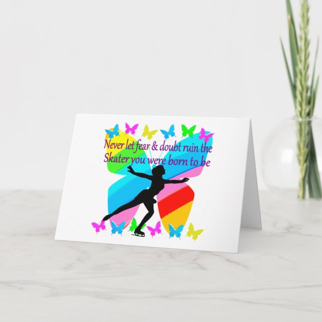 BEAUTIFUL FIGURE SKATER INSPIRATIONAL QUOTE DESIGN CARD (Front)