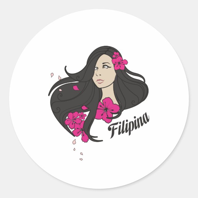 Beautiful Filipina Graphic Tee Classic Round Sticker (Front)