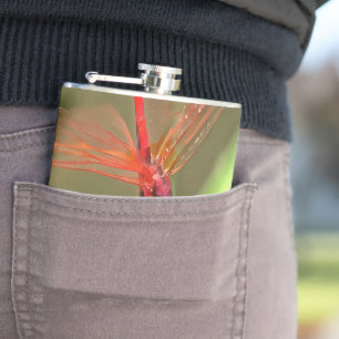 Beautiful Firecracker Dragonfly Acrylic Painting Hip Flask