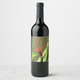 Beautiful Firecracker Dragonfly Acrylic Painting Wine Label