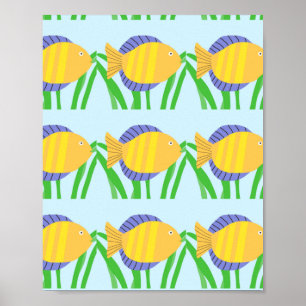 beautiful fishes painting art poster