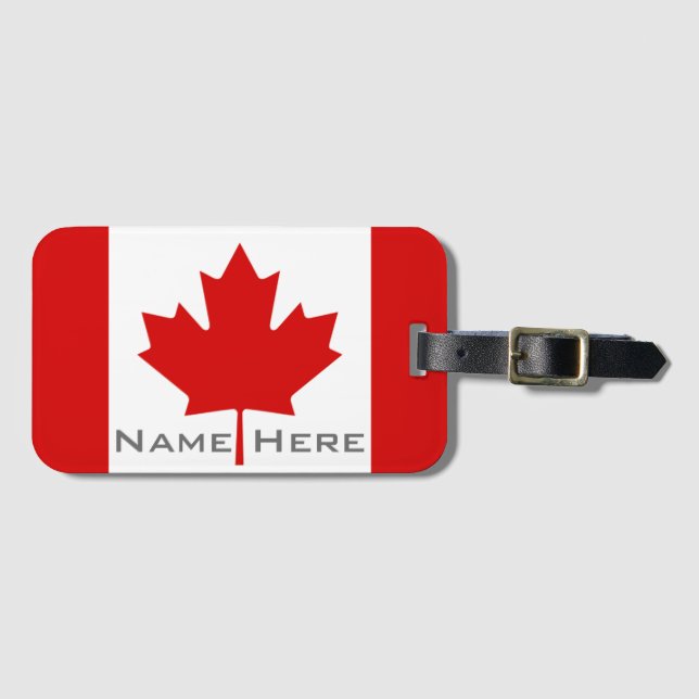 Beautiful Flag of Canada With Monogram Luggage Tag (Front Horizontal)