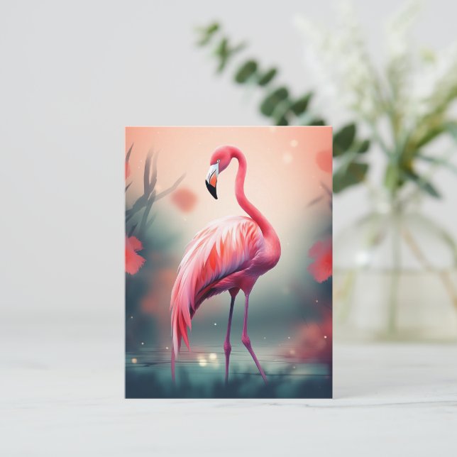Beautiful Flamingo AI-generated Postcard (Standing Front)