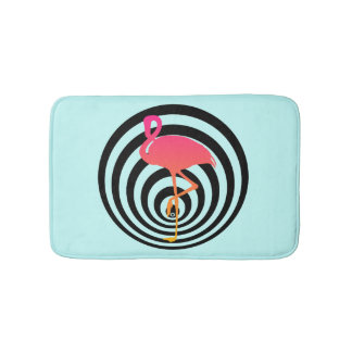 Beautiful flamingo in circles bath mat