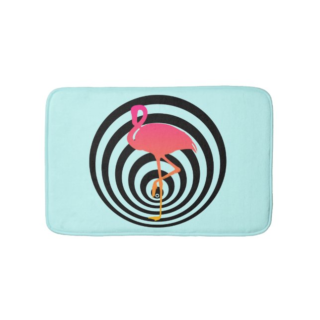 Beautiful flamingo in circles bath mat (Front)