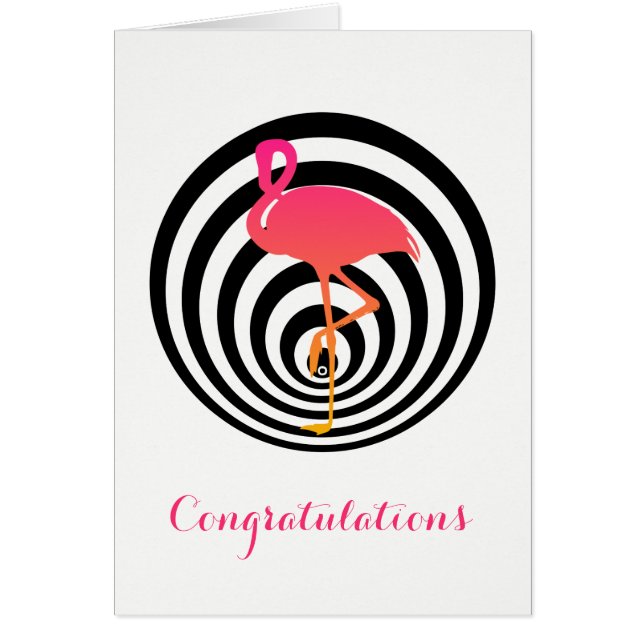 Beautiful flamingo in circles greeting card (Front)