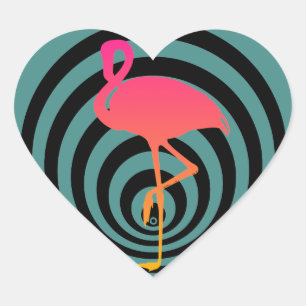 Beautiful flamingo in circles heart sticker
