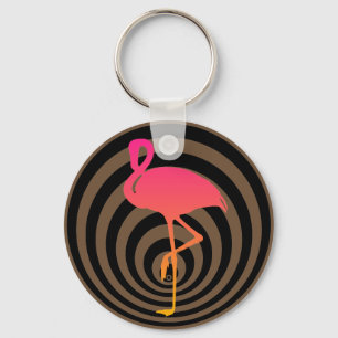 Beautiful flamingo in circles key ring