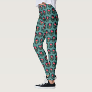 Beautiful flamingo in circles leggings