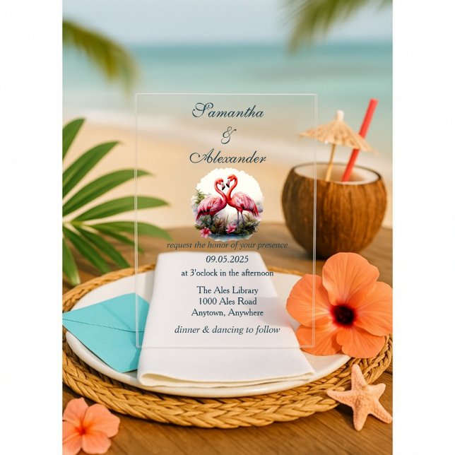 Beautiful Flamingo Love Wedding Acrylic Invitations (Creator Uploaded)