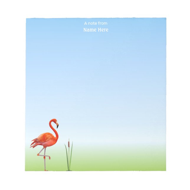 Beautiful Flamingo on Light Blue Notepad (Front)