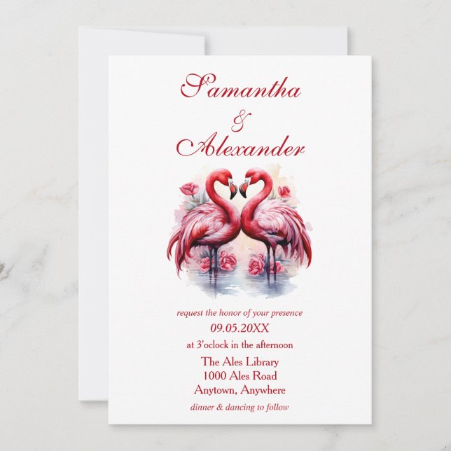 Beautiful Flamingos Wedding Invitation (Front)